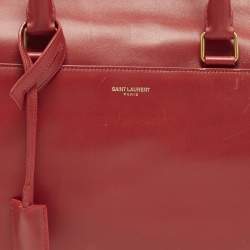 Pre Owned Saint Laurent Classic 6 Red Leather Duffle Bag