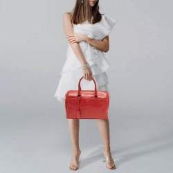 Pre Owned Saint Laurent Classic 6 Red Leather Duffle Bag