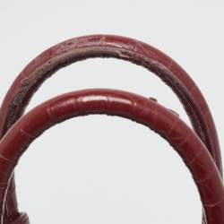 Pre Owned Saint Laurent Classic Sac De Jour Nano Red Croc Embossed Leather Tote