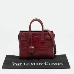 Pre Owned Saint Laurent Classic Sac De Jour Nano Red Croc Embossed Leather Tote