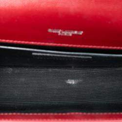 Pre Owned حقيبة كروس سان لوران باريس كيت بشعار مطرز حبة متوسطة حمراء