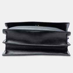 Pre Owned حقيبة سان لوران باريس جلد العجل مونوغرام غروب الشمس سوداء كبيرة كروس بودي