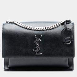 Pre Owned Saint Laurent Paris Black Large Calfskin Monogram Sunset Crossbody