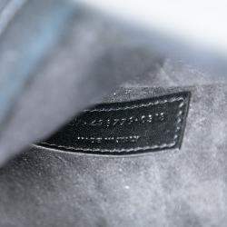 Pre Owned حقيبة سان لوران باريس جلد العجل مونوغرام غروب الشمس سوداء كبيرة كروس بودي