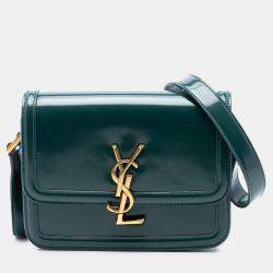 Pre Owned Saint Laurent Paris Green Small Patent Solferino Satchel In Box