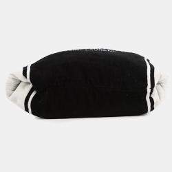Pre Owned Saint Laurent Paris Rive Gauche Towel Tote Bag White/Black Cotton