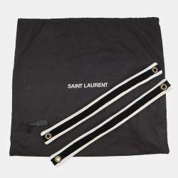 Pre Owned Saint Laurent Paris Rive Gauche Towel Tote Bag White/Black Cotton