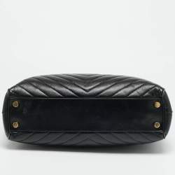 Pre Owned حقيبة يد سان لوران بوكساندرا جلد شيفرون مونوغرامي سوداء بسلسلة