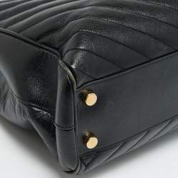 Pre Owned حقيبة يد سان لوران بوكساندرا جلد شيفرون مونوغرامي سوداء بسلسلة