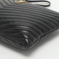 مملوكة مسبقًا Saint Laurent Cassandra Black Matelassé Leather Tablet Pouch 