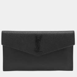 Pre Owned Saint Laurent Uptown Black Leather Clutch