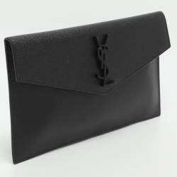Pre Owned Saint Laurent Uptown Black Leather Clutch