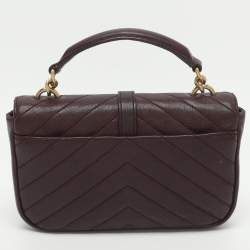 Pre Owned محفظة سان لوران باريس مونوجرام كوليج جلد بورجوندي مبطن بتصميم شيفرون بسلسلة