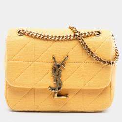 Pre Owned Saint Laurent Paris Yellow Mini Jersey Wool Patchwork Jamie Crossbody