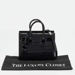 مملوكة مسبقًا Saint Laurent Classic Sac De Jour Nano Black Ribbed Patent Leather Tote