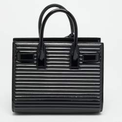 مملوكة مسبقًا Saint Laurent Classic Sac De Jour Nano Black Ribbed Patent Leather Tote