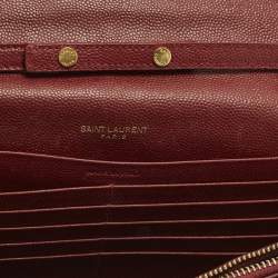 مملوكة مسبقًا Saint Laurent Cassandre Red Matelassé Leather Wallet on Chain