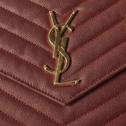 مملوكة مسبقًا Saint Laurent Cassandre Red Matelassé Leather Wallet on Chain