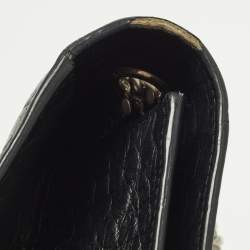 Pre Owned حقيبة كتف سان لوران كيت كبيرجلد نقش التمساح أسود