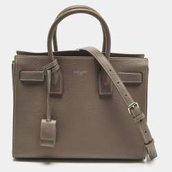 Pre Owned Saint Laurent Classic Sac De Jour Baby Dark Beige Leather Tote