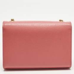 Pre Owned Saint Laurent Kate Small Coral Pink Leather Shoulder Bag