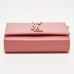 Pre Owned Saint Laurent Kate Small Coral Pink Leather Shoulder Bag