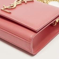 Pre Owned Saint Laurent Kate Small Coral Pink Leather Shoulder Bag