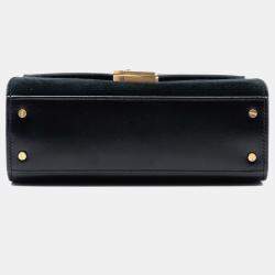 مملوكة مسبقًا حقيبة سان لوران باريس يد علوية كاسندرا مونوغرام بطبعة فهد سويدي صغيرة بنية سوداء