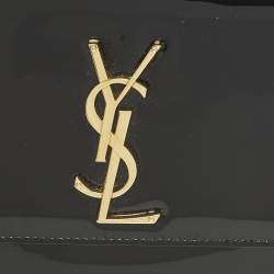 Pre Owned حقيبة كلتش سان لوران كاساندرا جلد براءة اختراع أسود