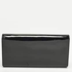 Pre Owned حقيبة كلتش سان لوران كاساندرا جلد براءة اختراع أسود