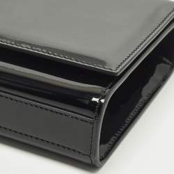 Pre Owned حقيبة كلتش سان لوران كاساندرا جلد براءة اختراع أسود