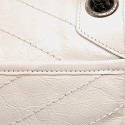 Pre Owned Saint Laurent Paris White Medium Crinkled Calfskin Niki