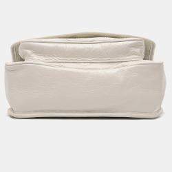 Pre Owned Saint Laurent Paris White Medium Crinkled Calfskin Niki