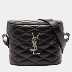 Pre Owned Saint Laurent Paris Black Quilted Lambskin Monogram June Box Bag