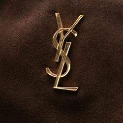 Pre Owned Saint Laurent Paris Brown Suede Monogram Fringe Crossbody