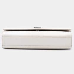 Pre Owned حقيبة سان لوران باريس مونوغرام كيت حبيبات بيضاء متوسطة الحجم