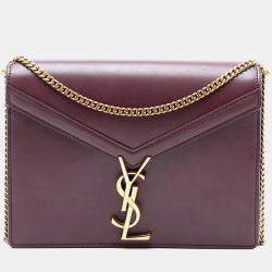 Pre Owned Saint Laurent Paris Red Smooth Calfskin Monogram Cassandra Clasp Bag