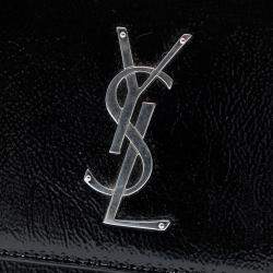 Pre Owned Saint Laurent Paris Black Medium Textured Patent Monogram Sunset Crossbody