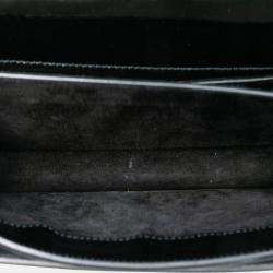 Pre Owned Saint Laurent Paris Black Medium Textured Patent Monogram Sunset Crossbody