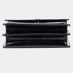 Pre Owned Saint Laurent Paris Black Medium Textured Patent Monogram Sunset Crossbody