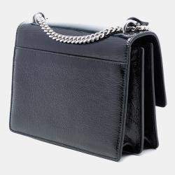 Pre Owned Saint Laurent Paris Black Medium Textured Patent Monogram Sunset Crossbody