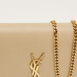 مملوكة مسبقًا Saint Laurent Kate Medium Beige Leather Shoulder Bag