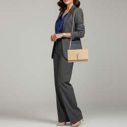 مملوكة مسبقًا Saint Laurent Kate Medium Beige Leather Shoulder Bag