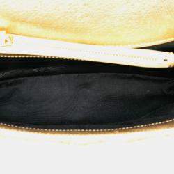 Pre Owned Saint Laurent Paris Gold Medium Metallic Calfskin Chevron Monogram College Bag