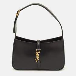 Pre Owned Saint Laurent LE 5 À 7 Black Leather Shoulder Bag