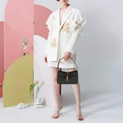 Pre Owned Saint Laurent LE 5 À 7 Black Leather Shoulder Bag