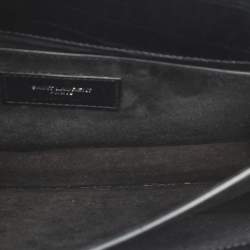 Pre Owned Saint Laurent Paris Sunset Medium Black Croc Embossed Leather Shoulder Bags