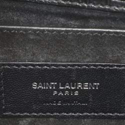Pre Owned Saint Laurent Paris Sunset Medium Black Croc Embossed Leather Shoulder Bags