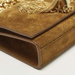 مملوكة مسبقًا Saint Laurent Kate Small Brown Suede Tassel Flap Chain Crossbody Bag