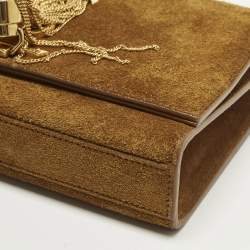 مملوكة مسبقًا Saint Laurent Kate Small Brown Suede Tassel Flap Chain Crossbody Bag